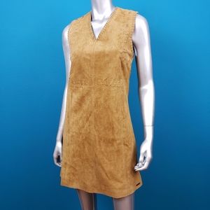 🆕️🤠🐎 PEPE JEANS Mod Retro Suede Mini Dress / (GENUINE LEATHER / SUEDE) /(NWT)